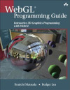 Cover of the book WebGL Programming Guide by Kouichi Matsuda and Rodger Lea. It has a picture of a room with some spheres in it. The biggest sphere is reflective and shows more spheres, and a large window.